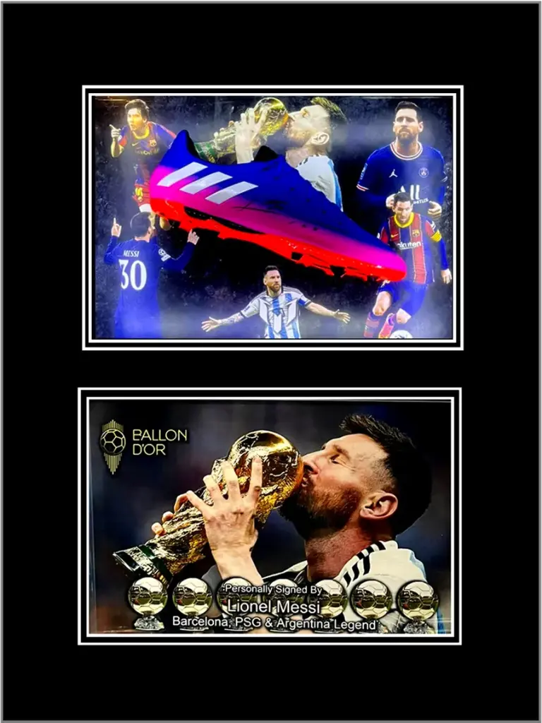 [MEM00108] Lionel Messi Signed & Framed LED Boot Display