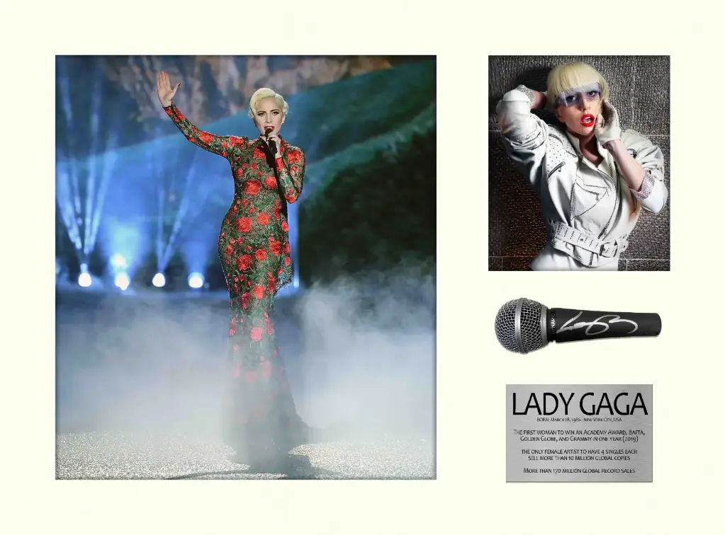 [MEM00161] Lady Gaga Signed & Framed Microphone