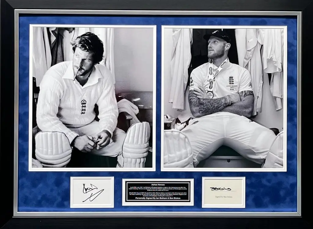 [MEM00140] Ian Botham and Ben Stokes Signed Frame