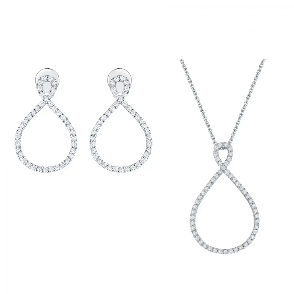 [JWL00107] Marilyn Diamond Earrings & Marilyn Diamond Necklace Bundle