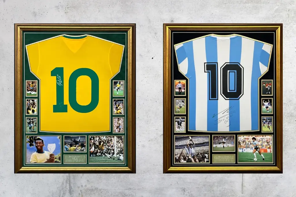 [MEM00147] Hand signed Pele Brazil shirt or Maradona Argentina shirt