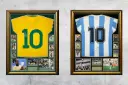 Hand signed Pele Brazil shirt or Maradona Argentina shirt