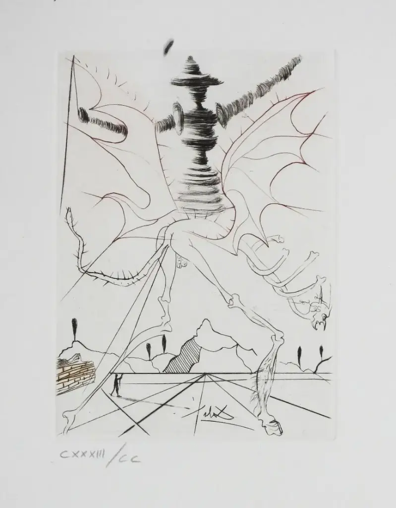 [ART00015] Salvador Dalí – Henry VI (1971) Hand-Signed Etching, Rare Roman Numeral Edition